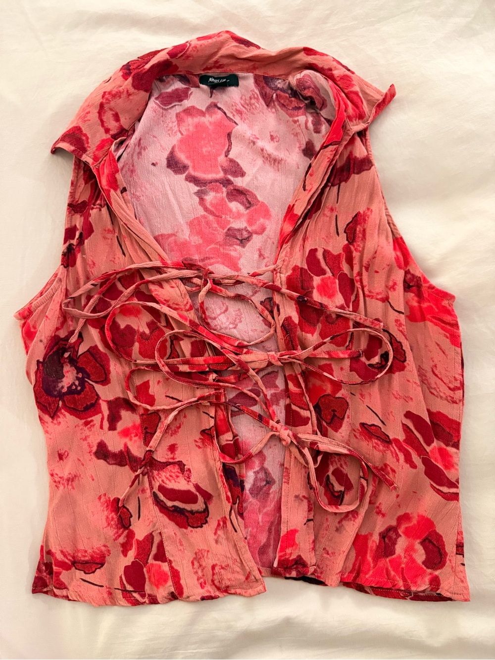 Artisan Pink Floral Tie-Front Women's Top